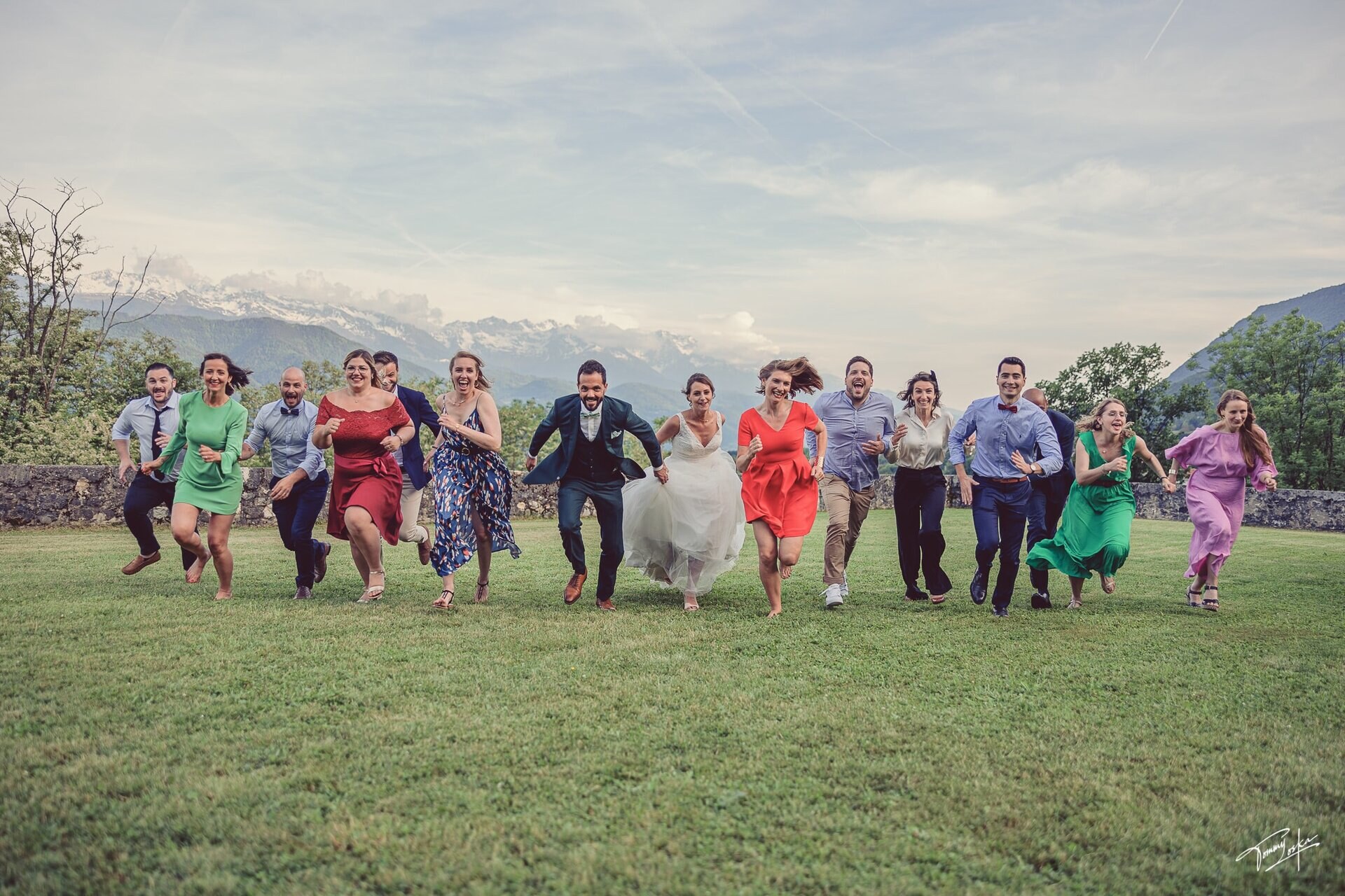 Photos de mariage avec personne qui cours