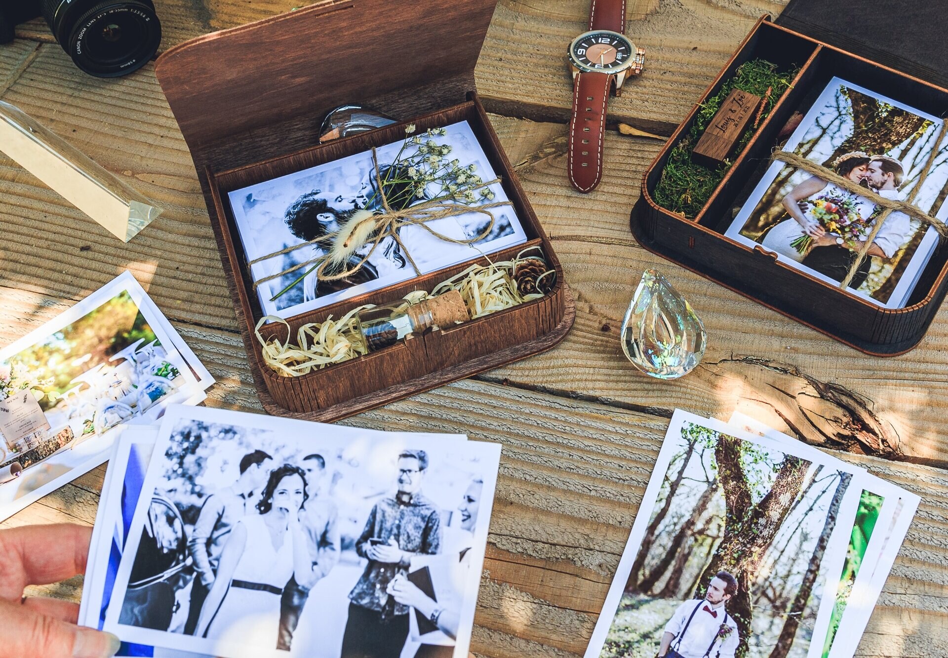 coffret photos en bois